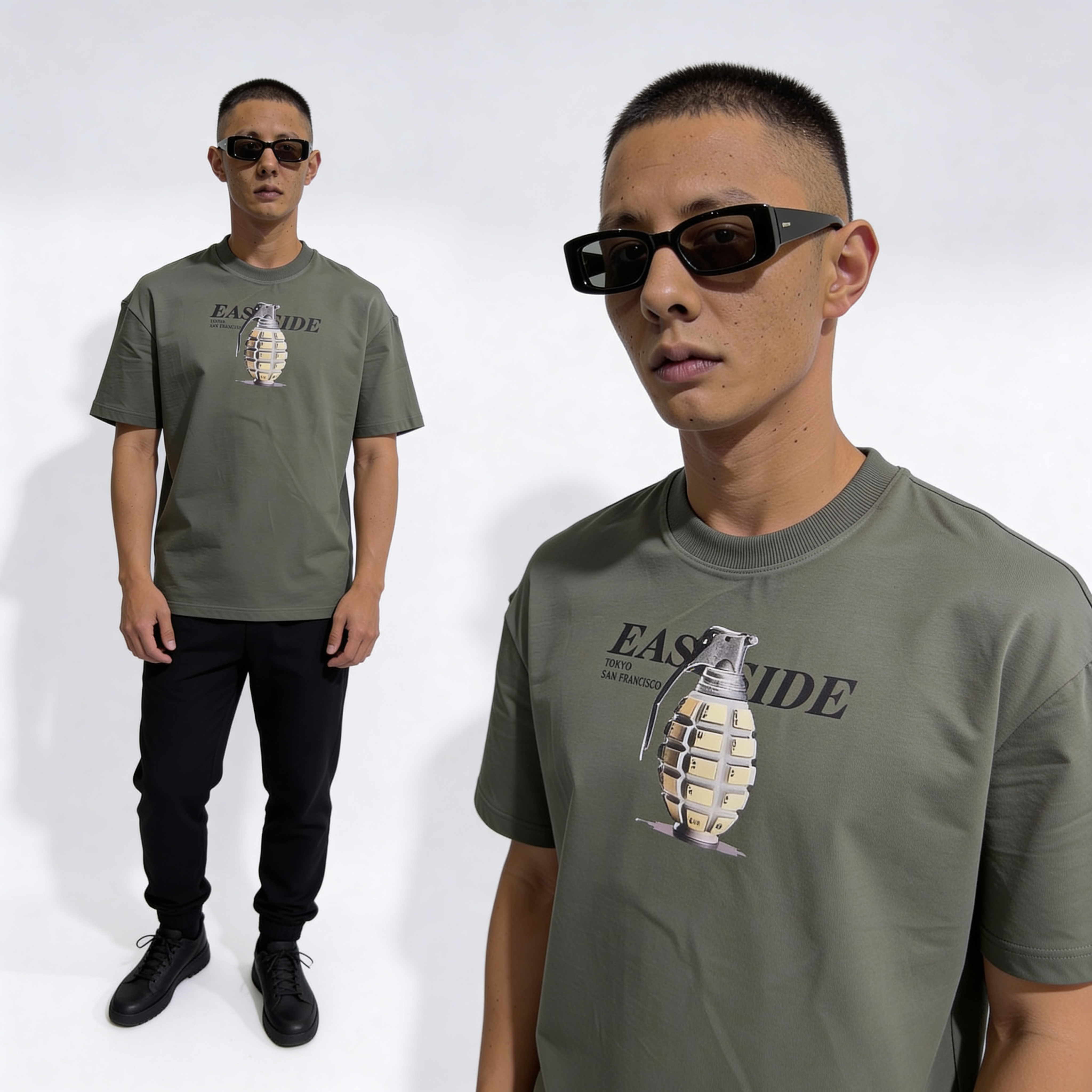 RINO7 East Side Graphic Printed Regular Fit T-Shirt