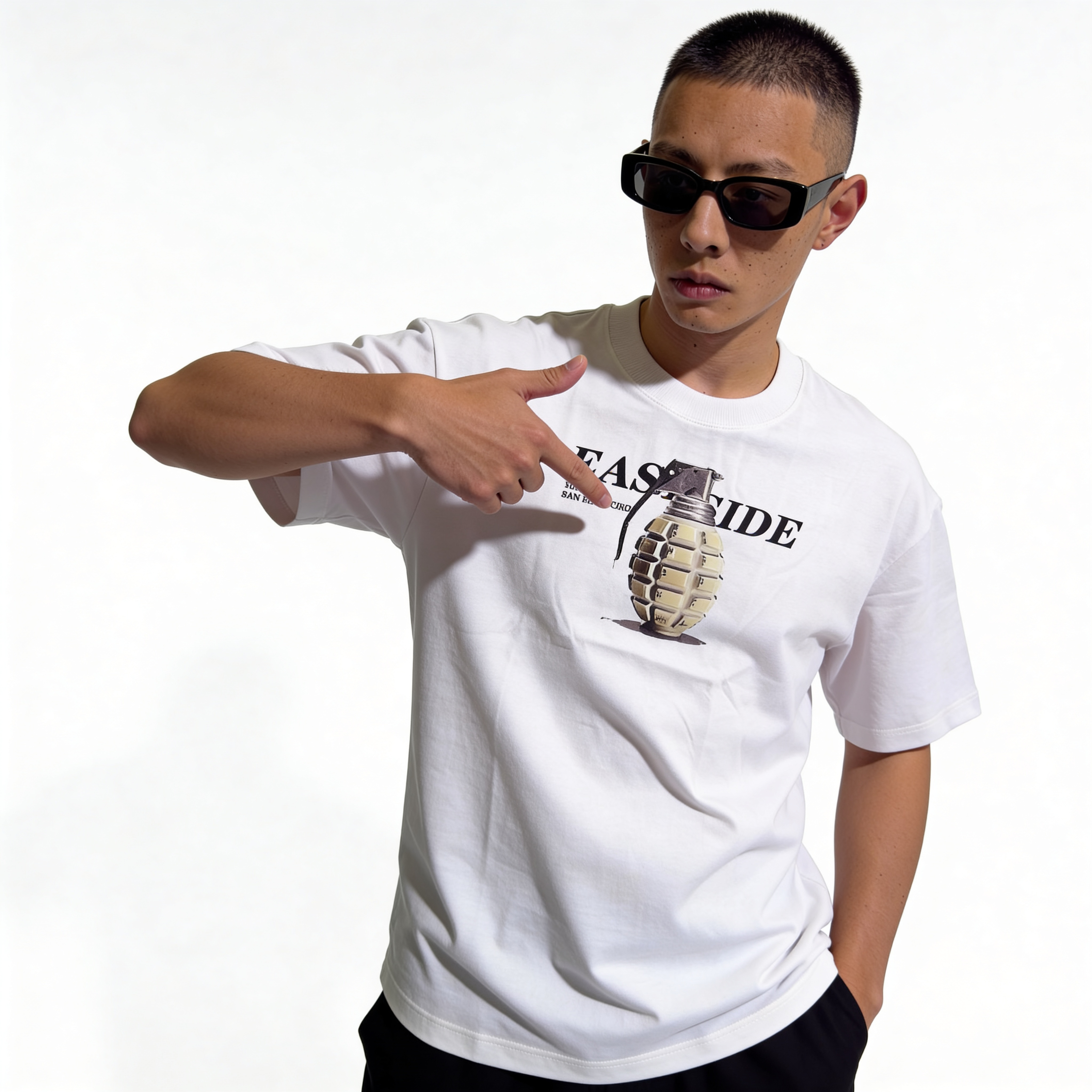 RINO7 East Side Graphic Printed Regular Fit T-Shirt