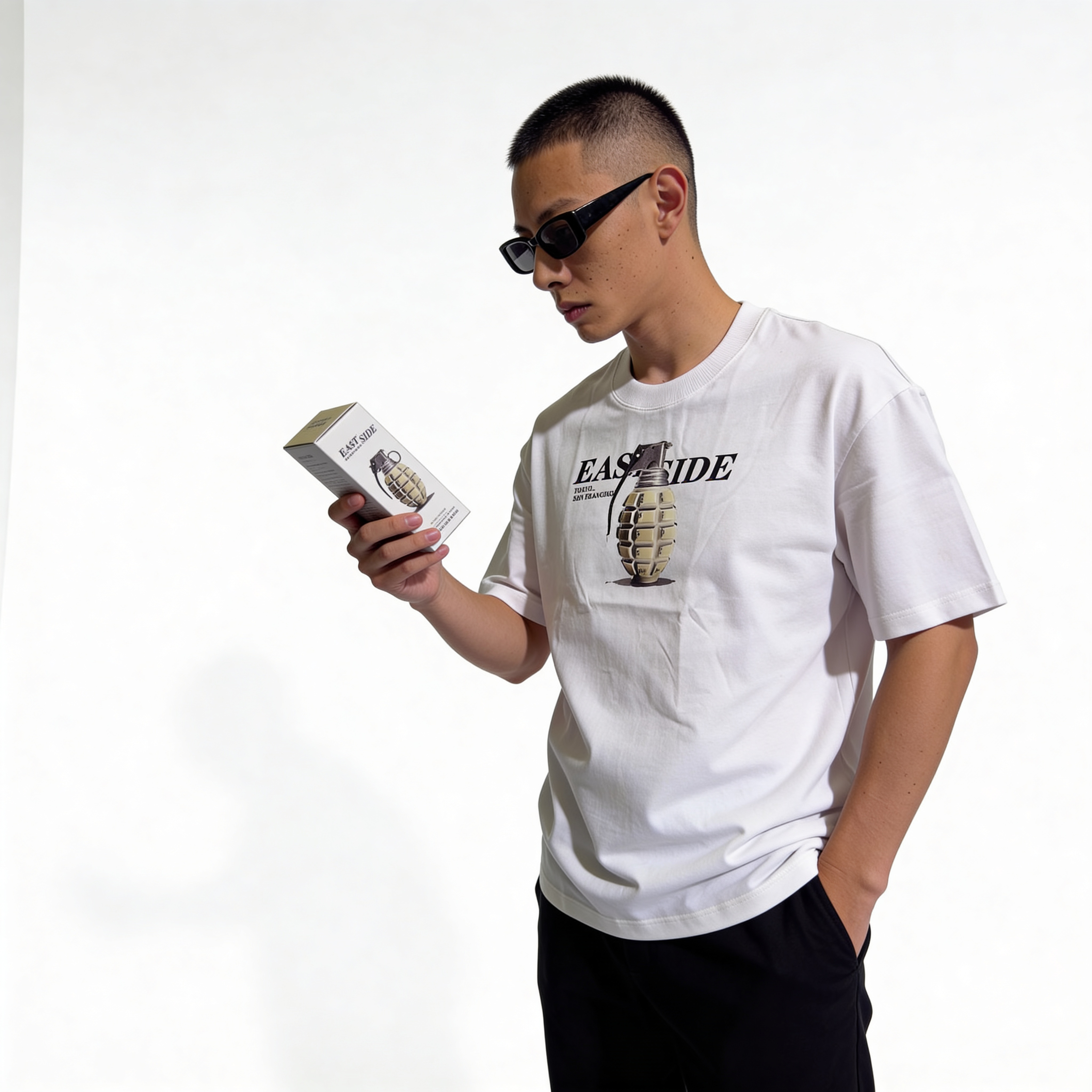 RINO7 East Side Graphic Printed Regular Fit T-Shirt
