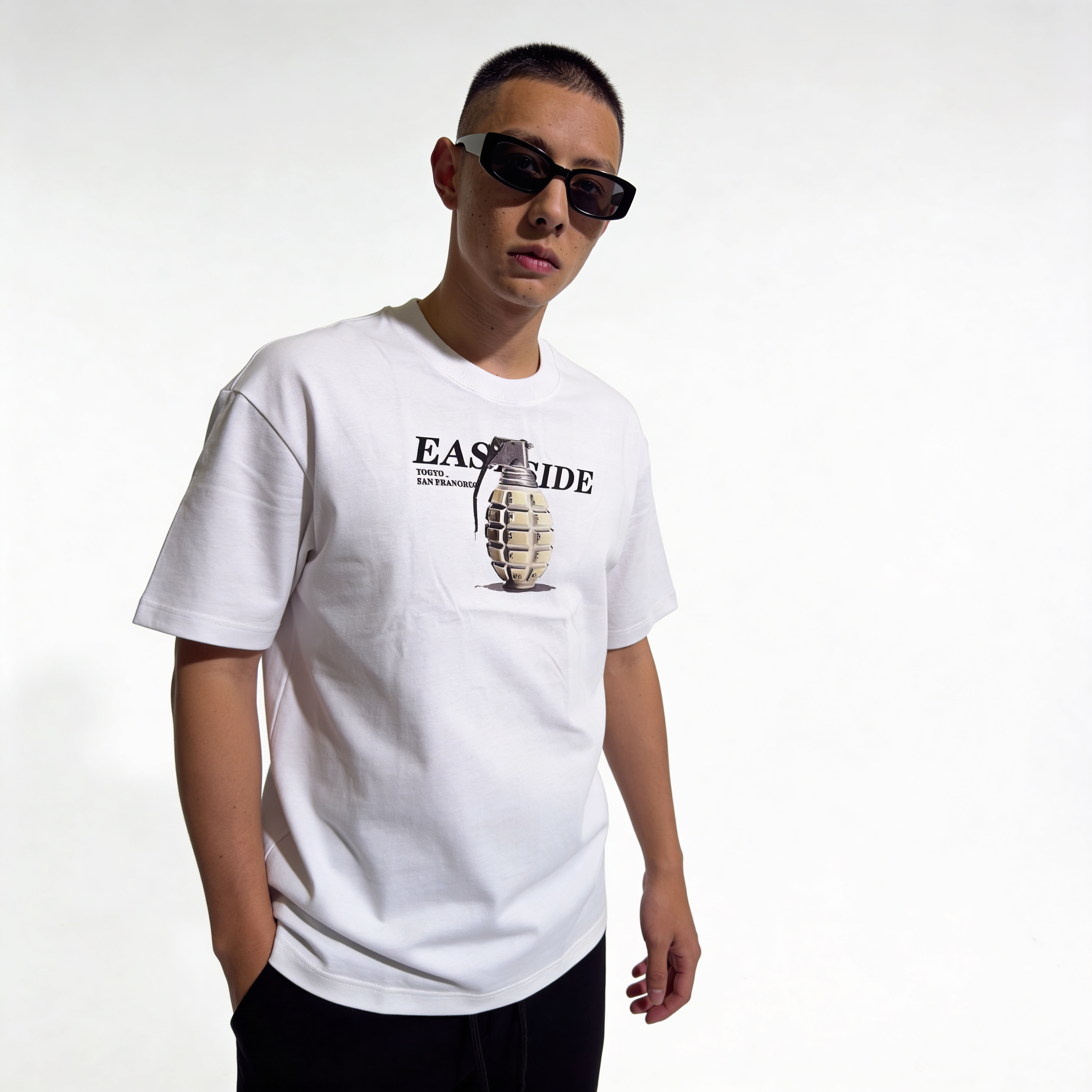 RINO7 East Side Graphic Printed Regular Fit T-Shirt