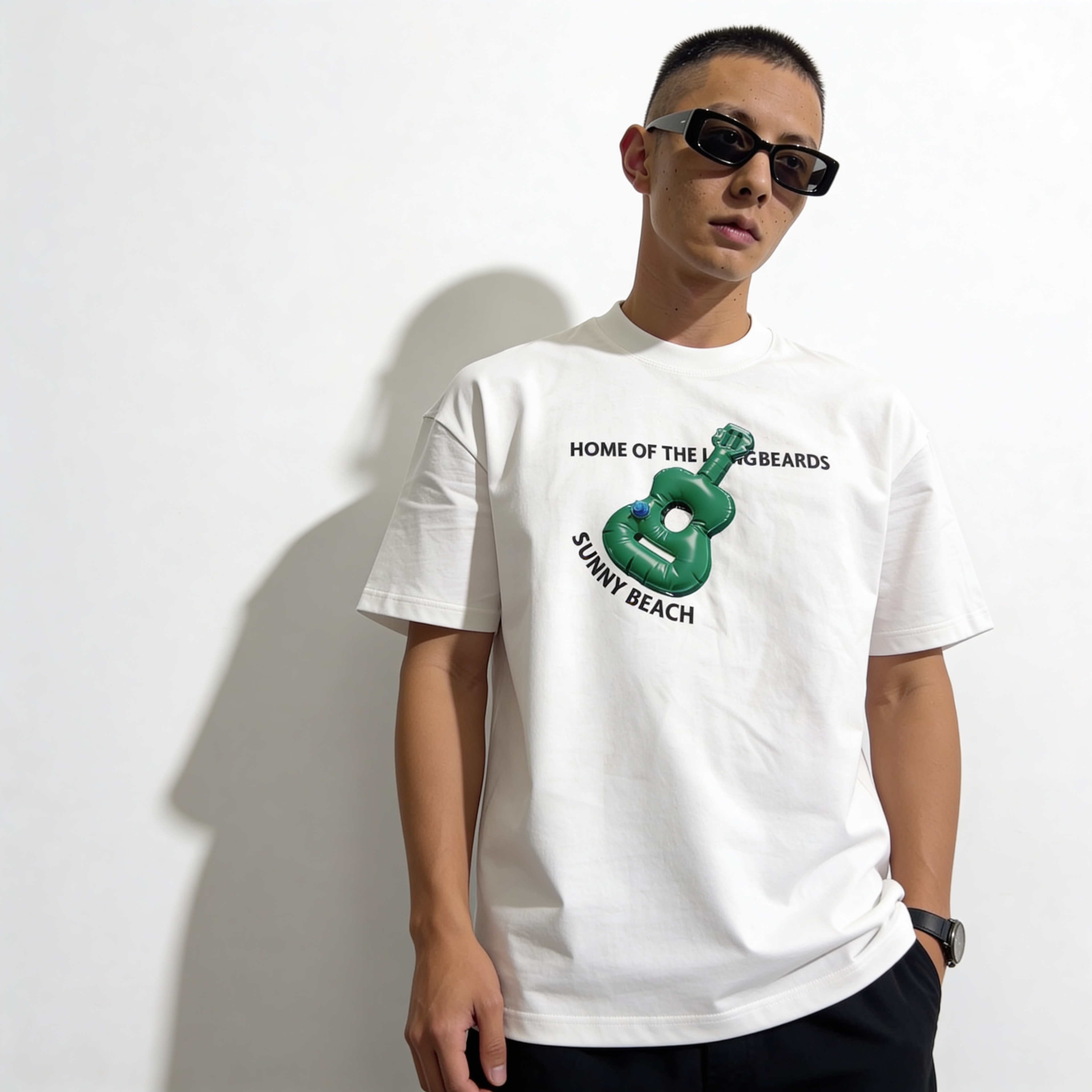 RINO7 Sunny Beach Graphic Printed Regular Fit T-Shirt